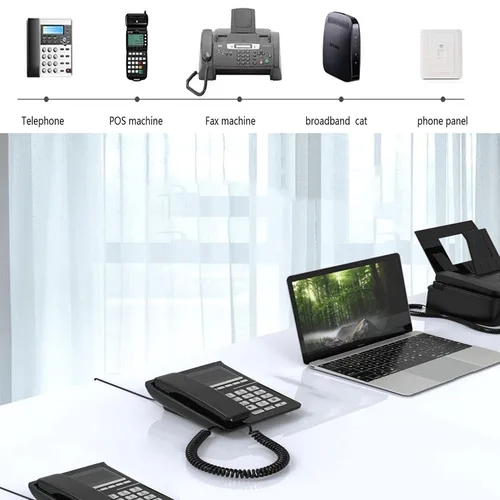 Vista 6 de Cable de extensión para teléfono fijo con enchufe estándar RJ-11 6P4C (3 pies-paquete de 3, negro)