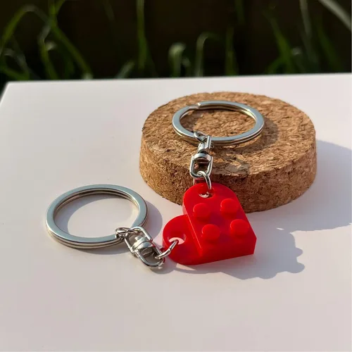 Vista 8 de Llavero de ladrillo para mejor amigo, para amistad, pareja, novio, novia, juego de llavero de corazón, día de San Valentín, cumpleaños, llavero