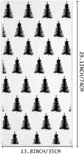 Vista 5 de Juego de 2 toallas de mano para árbol de Navidad, color blanco y negro, juego de 2 toallas de baño absorbentes de copos de nieve, toallas