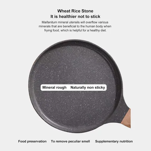 Vista 4 de Topyond Sartén para crepas, sartén antiadherente, sartén para tortilla con mango resistente al calor, aleación de aluminio con revestimiento