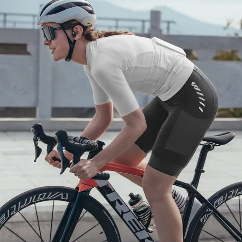 Vista 7 de Lo.gas Pantalones cortos de ciclismo para mujer, con relleno, almohadilla de gel 3D, pantalones cortos de ciclismo de cintura alta ergonómicos
