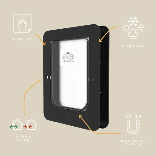 Vista 3 de Hakuna Pets Puerta súper resistente para mascotas, gatos y perros con panel de bloqueo de 2 vías para pantallas, puertas, paredes y vidrio de hasta