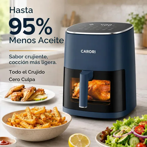 Vista 6 de CARORI Freidora de aire de 6 cuartos de galón con ventana de visión, 12 preajustes, 1700 W, 400 °F máximo, cesta antiadherente grande apta para Azul