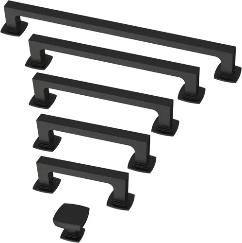 Vista 3 de Franklin Brass (1 paquete) – Manijas de gabinete color negro mate, centro de agujero de 3-3/4 pulgadas, tiradores para cajones, puerta de gabinete