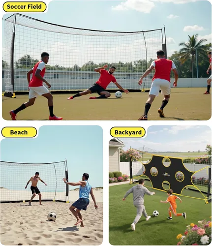 Vista 6 de PodiuMax Red de portería de fútbol de 16 x 7 pies con 10 zonas de puntuación resaltadas, equipo de campo de fútbol portátil, red de portería