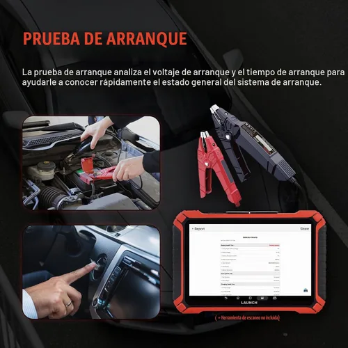 Vista 4 de Pruebador de Batería Launch, Clip de Prueba de Batería Bluetooth BST 360, Probador de Batería de Coche 12V con Sistema de Carga/Prueba de Arranque