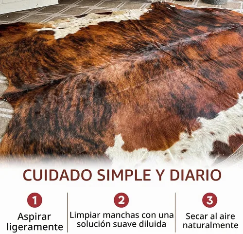 Vista 7 de HIDES BAZAAR Alfombra de Piel de Vaca Atigrada Marrón Premium con Patrón Único Marrón, Negro y Blanco - Alfombras de Piel de Vaca Natural Hechas
