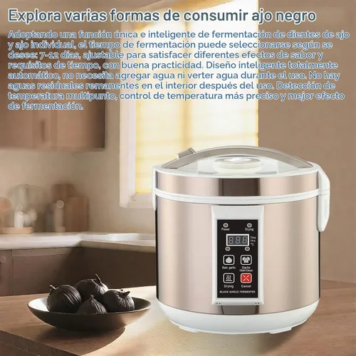 Vista 7 de Fermentador de ajo negro 5L Control inteligente automático completo Garlics Maker Multi Clove Garlic Cooker 110V con tiempo ajustable y función