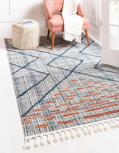 Vista 13 de Unique Loom Aramis Collection - Alfombra de área Kavi (2 pies x 3 pies 1 pulgada, rectangular, marfil/azul)