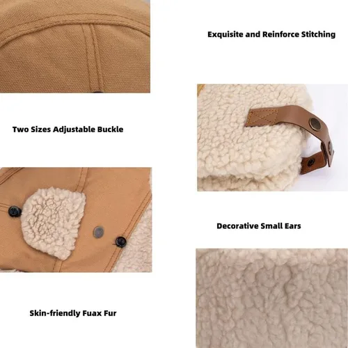 Vista 3 de Peicees Sombrero de aviador con gafas, disfraz para adultos y niños, gorra de piloto para hombres y mujeres, sombrero de trampero de invierno