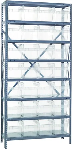 Vista 255 de Quantum QSBU-245BK Heavy Duty Shelving Unit with (7) Shelves and (24) QUS245 Black Bins for Garage Warehouse Storage Distribution 400 lb Load