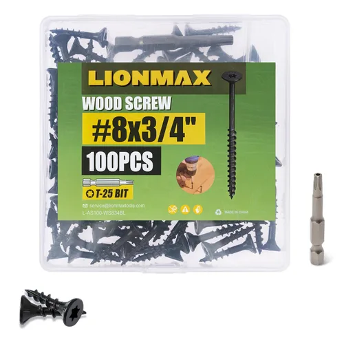 Vista 23 de LIONMAX Tornillos de cubierta de 1-1/4 pulgadas, tornillos para madera #8 x 1-1/4 pulgadas, 100 unidades, resistentes a la corrosión, revestimiento