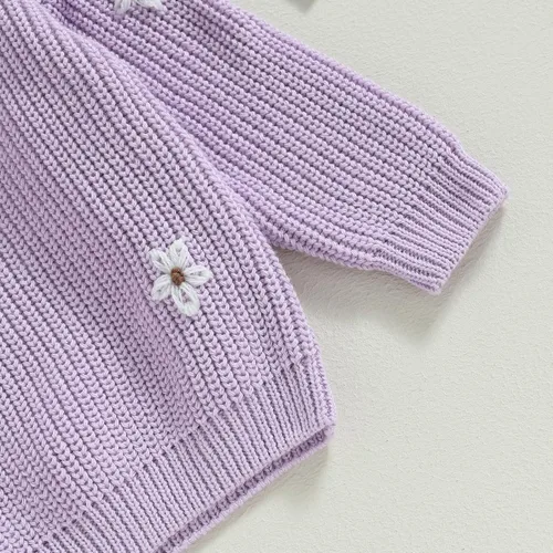 Vista 6 de Karwuiio - Suéter de punto para bebé, niña, niño, cuello redondo, manga larga, sudadera para otoño e invierno