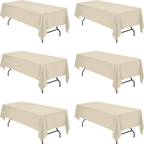 Vista 70 de BRILLMAX - Manteles para mesa rectangular de 6 pies, tela de lino de poliéster, lavable, para boda, recepción, banquete, fiesta de cumpleaños, 60 x