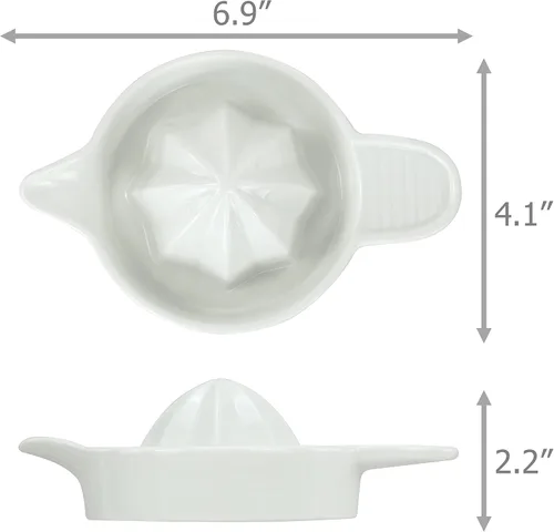 Vista 6 de EIKS Exprimidor manual de cerámica para exprimir cítricos, limón, naranja, pomelos, frutas, paquete con cuchara y cepillo de limpieza