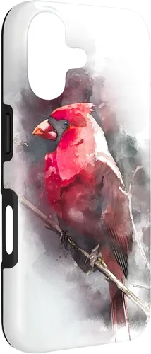 Vista 3 de Beautiful Watercolor Red Cardinal Bird Watching Animal Gift Case for iPhone 17