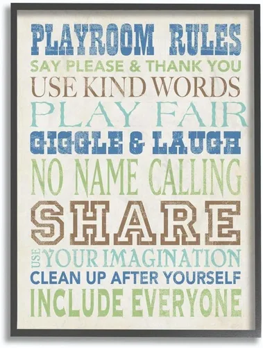 Vista 6 de The Kids Room by Stupell Playroom Rules Use Kind Words Placa de pared rectangular