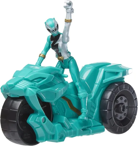 Vista 3 de Power Rangers Dino Fury Rip N Go Sabertooth Battle Rider and Dino Fury Green Ranger - Figura de acción y vehículo de 6 pulgadas, juguetes para niños