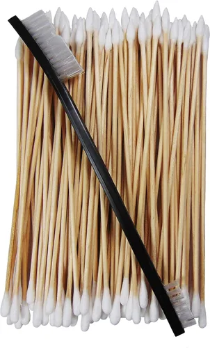 Vista 2 de Kit universal de limpieza de pistola tipo III con 100 hisopos de algodón de punta cónica y regular de 6 pulgadas y cepillo de nailon negro de doble