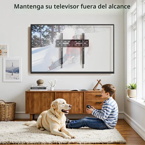 Vista 5 de Soporte de pared fijo para TV para la mayoría de pantallas de 26 a 60 pulgadas, soporte de TV de perfil bajo con bloqueo de liberación rápida
