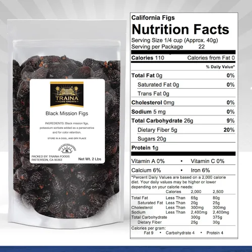 Vista 2 de Traina Home Grown CA - Fruta seca entera de higos negros secos (2 libras/32 onzas) Healthy Snack – Premium Ingredient – California Grown – No