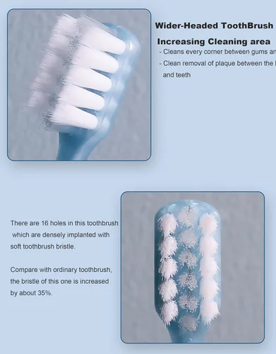 Vista 4 de Cepillo dental de ortodoncia en forma de V para aparatos ortopédicos, para niños, adolescentes y adultos, para dientes sensibles, para encías Azul