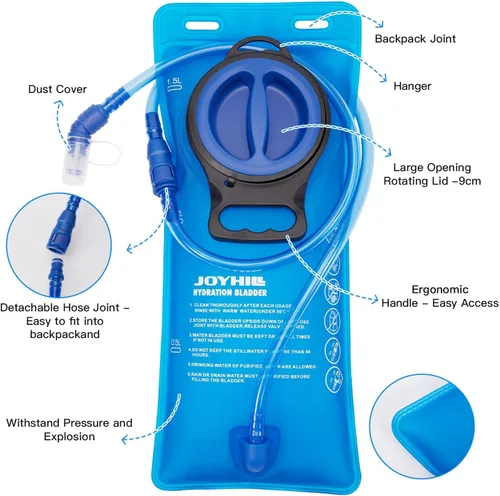 Vista 2 de JOYHILL Vejiga de hidratación de TPU, vejiga de agua de 1.5L 2L 3L para mochila de senderismo sin BPA a prueba de fugas paquete de hidratación