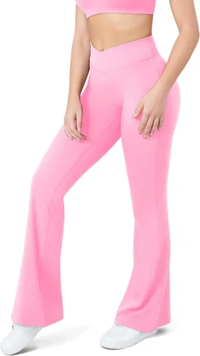 Vista 18 de HEGALY Pantalones de yoga acampanados para mujer, leggings cruzados, suaves, de cintura alta, pantalones casuales de entrenamiento con corte de bota