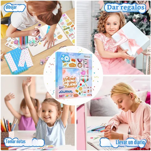 Vista 4 de Nsrzua DlY - Kit de diario para niñas, álbumes de recortes para niñas de 8 Azul