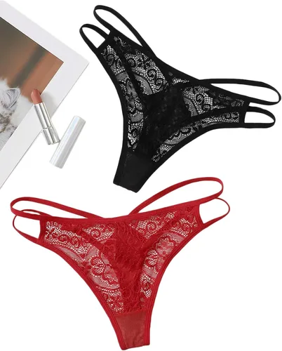 Vista 4 de Verdusa Conjunto de bragas de encaje para mujer diseño floral suave cintura baja