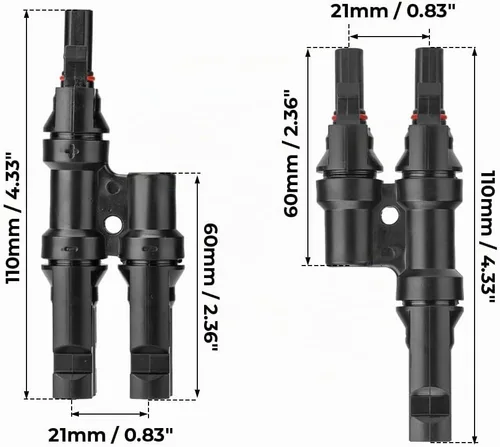 Vista 5 de BougeRV - Conectores solares de rama 2 a 1 conector Y FMM+MFF, 1 par