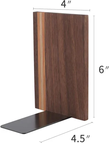 Vista 2 de Muso Wood Sujetalibros decorativos para artistas, sujetalibros resistentes, para escritorio, organizador de libros, extremos de madera