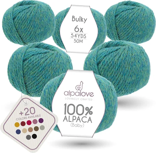 Vista 9 de Set de Lana Abultada (6 x 50 g) Súper Suave de Alpaca Bebé para Tejer Antracita 300 Metros