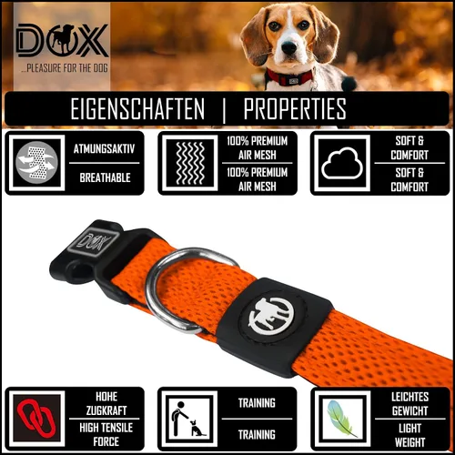 Vista 3 de DDOXX Airmesh - Collar para perro, collares fuertes y ajustables para perros, XS (naranja)