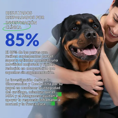 Vista 3 de Suplemento de cadera y articulaciones para perros, glucosamina, MSM y condroitina, 120