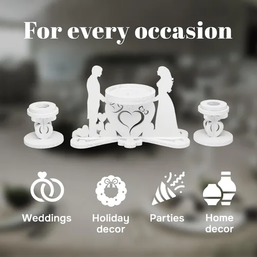Vista 4 de Unity - Juego de 3 portavelas para novia y novio, velas para ceremonia de boda
