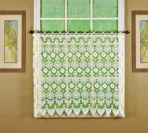 Vista 16 de Cortina de Medallón Macramé de Today's Curtain 30 cm, Color Écru, 89 cm x 30 cm