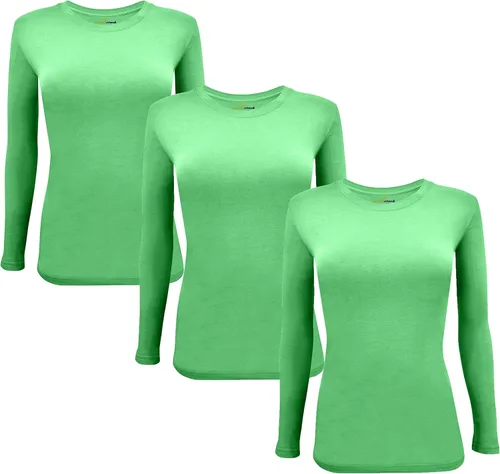 Vista 141 de Natural Uniforms Camiseta Under Scrub para mujer, cuello redondo, manga larga, paquete de 3, paquete múltiple de 3