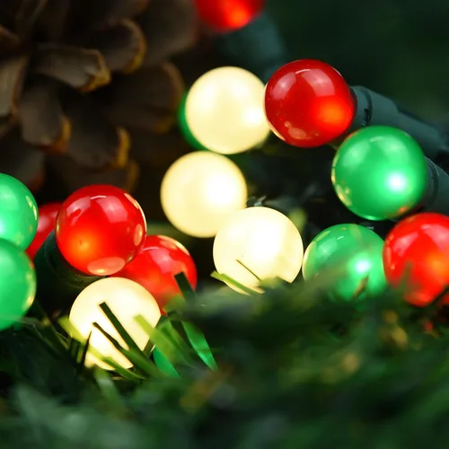 Vista 10 de Luces de Cadena con Globos, 70 Luces LED de Bolas Mixtas Enchufables con Certificación UL, Luces de Árbol de Navidad de 19 Pies, Luces de Hadas