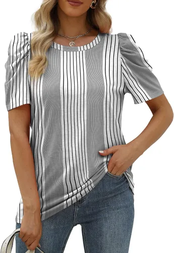 Vista 2 de Camisetas de verano para mujer, estilo casual, holgadas, color negro, de manga corta