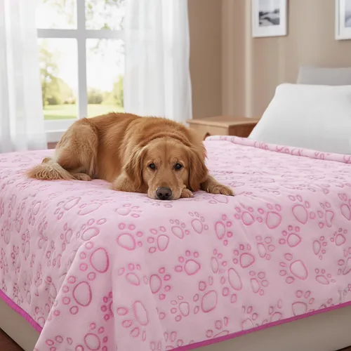 Vista 14 de Stuffed Manta Premium Suave para Perro Pequeña Beige, con Franela Beige Lindo Estampado de Huellas, 24 x 32 pulgadas, Manta para Gatos Suministros