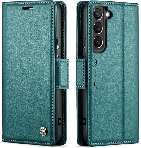 Vista 19 de QLTYPRI Funda tipo cartera para Samsung Galaxy S22, funda de cuero PU premium con cierre magnético, tipo folio con bloqueo RFID, ranuras