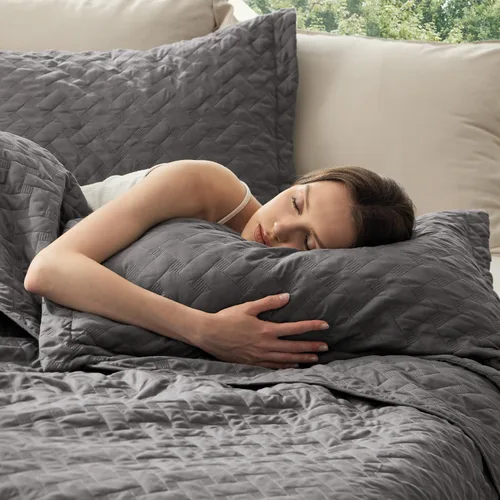 Vista 2 de Bedsure Quilts Twin Size - Lightweight Bedspreads Twin Size with Basket Weave Pattern, Soft Quilt Bedding Set, Grey Comforter Set Coverlet for All