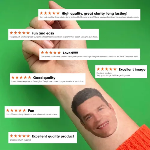 Vista 4 de Big Dot of Happiness Cara divertida con fotos personalizadas, recuerdos de fiesta, tatuajes temporales divertidos para la cara, juego de 12