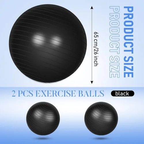 Vista 2 de Leyndo 2 pelotas de yoga grandes de 26 pulgadas, pelota de ejercicio antiestallido con bomba, 26 pulgadas/25.6 in para mejorar la postura