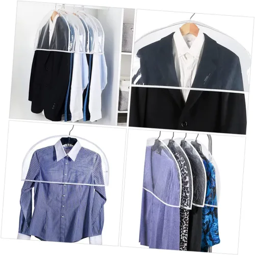 Vista 7 de Cabilock Juego de 18 piezas de ropa transparente para colgar el hombro, para ropa, bolso de mano, fundas de traje transparentes, bolsa de ropa
