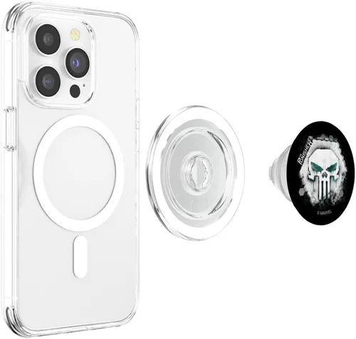 Vista 4 de Marvel The Punisher Geometric Skull PopSockets MagSafe PopGrip para iPhone
