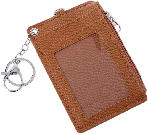 Vista 7 de Portatarjetas de cuero portátil para tarjetas de identificación de negocios, tarjetero y monedero