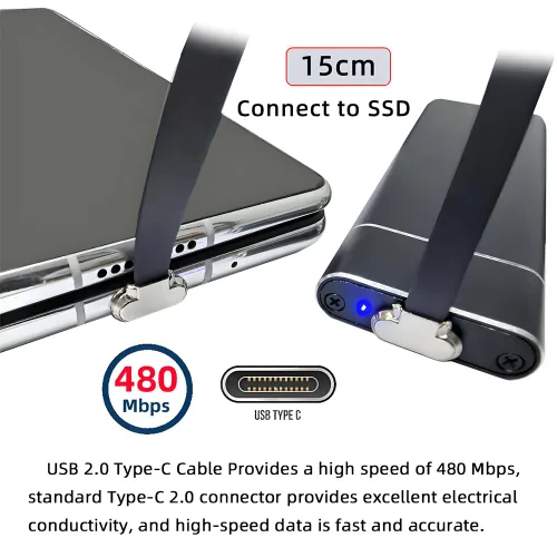 Vista 9 de xiwai Cable de carga USB-C corto en ángulo macho a macho de 5.9 in ultra