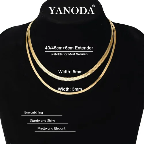 Vista 4 de YANODA Collar de espiga para mujer, collares de oro de 14 quilates para mujer, delicado collar de oro en capas para mujer, collar de cadena